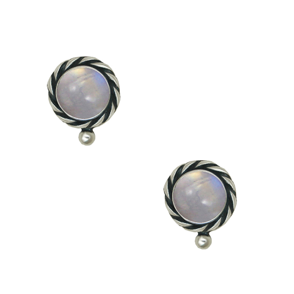 Sterling Silver Rainbow Moonstone Post Stud Earrings
